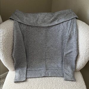 White House Black Market Heather Gray Off-Shoulder Top